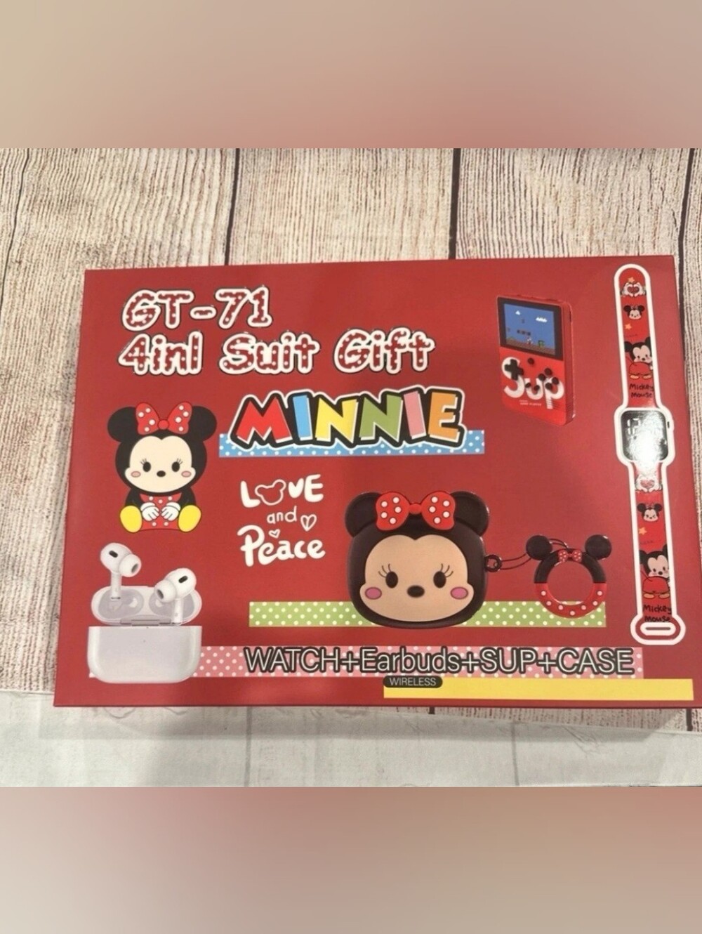 Minnie Kids Earbuds & Watch Gift Set - Red